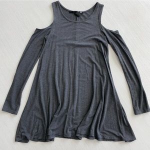 Women’s Grey Long Sleeve Cold Shoulder Skater Dress